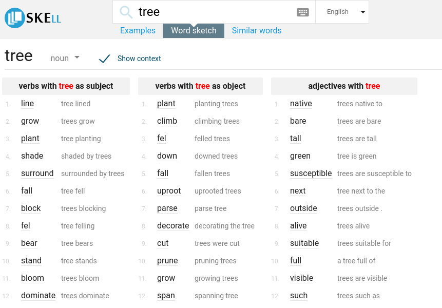 skell word sketch tree